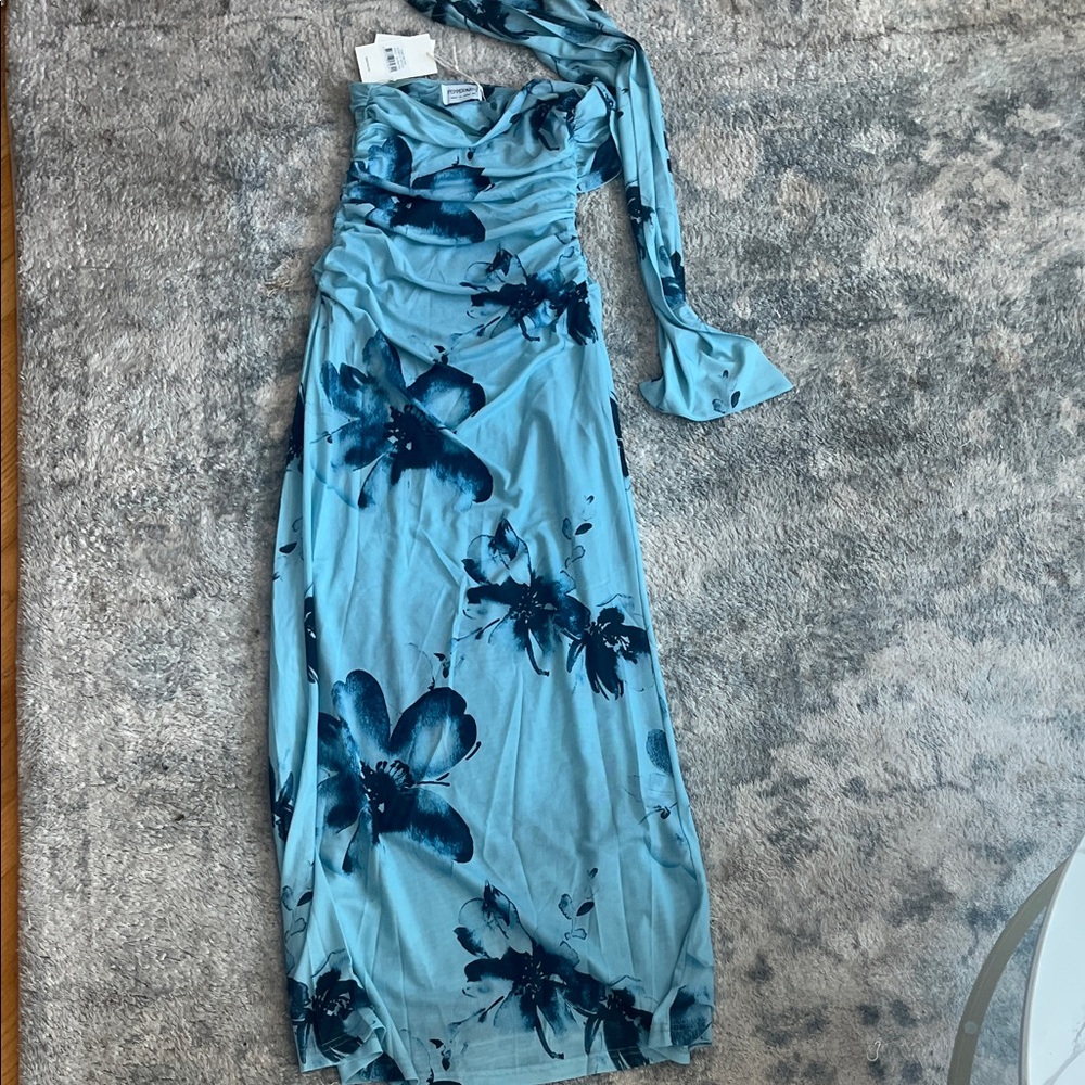 Brand new Peppermayo Songbird Light Blue Maxi Dress with Navy Floral Print